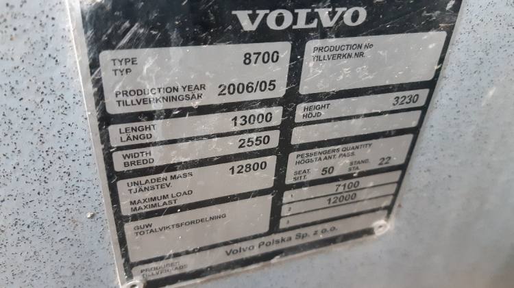 VOLVO B12B 8700, handicap lift, EURO 4; for spare parts