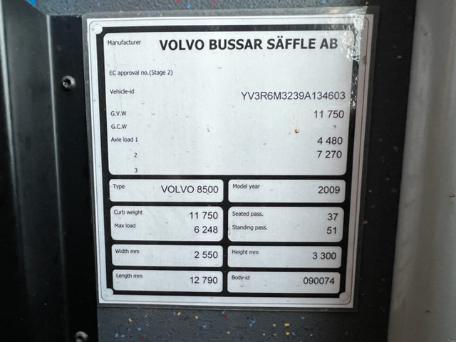 VOLVO B7RLE 8500 CLIMA; RAMP; 37 seats; 12,79m; EURO 5; 4 UNITS
